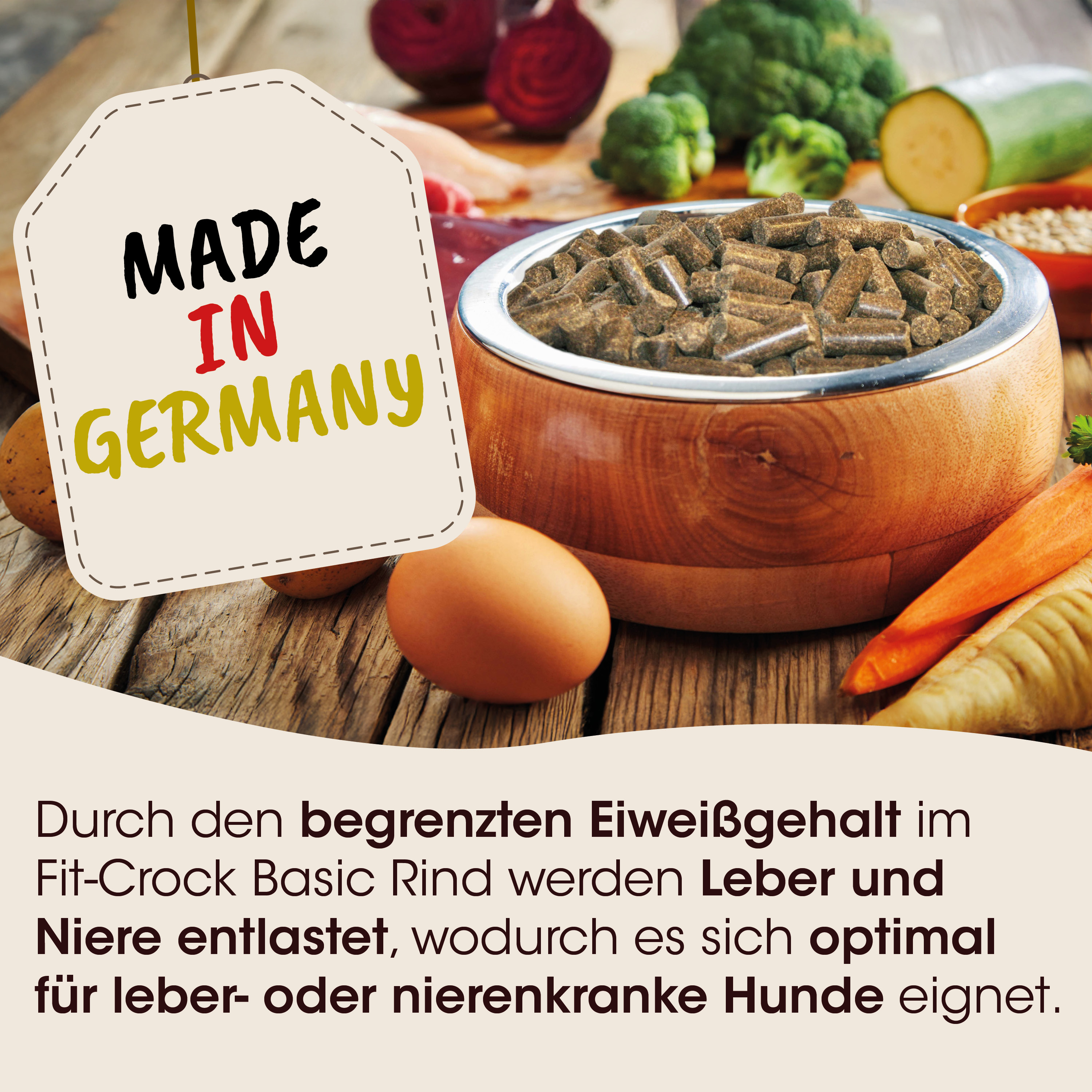 Hundefutter, Kroketten, Tiernahrung, Holznapf, Made in Germany
