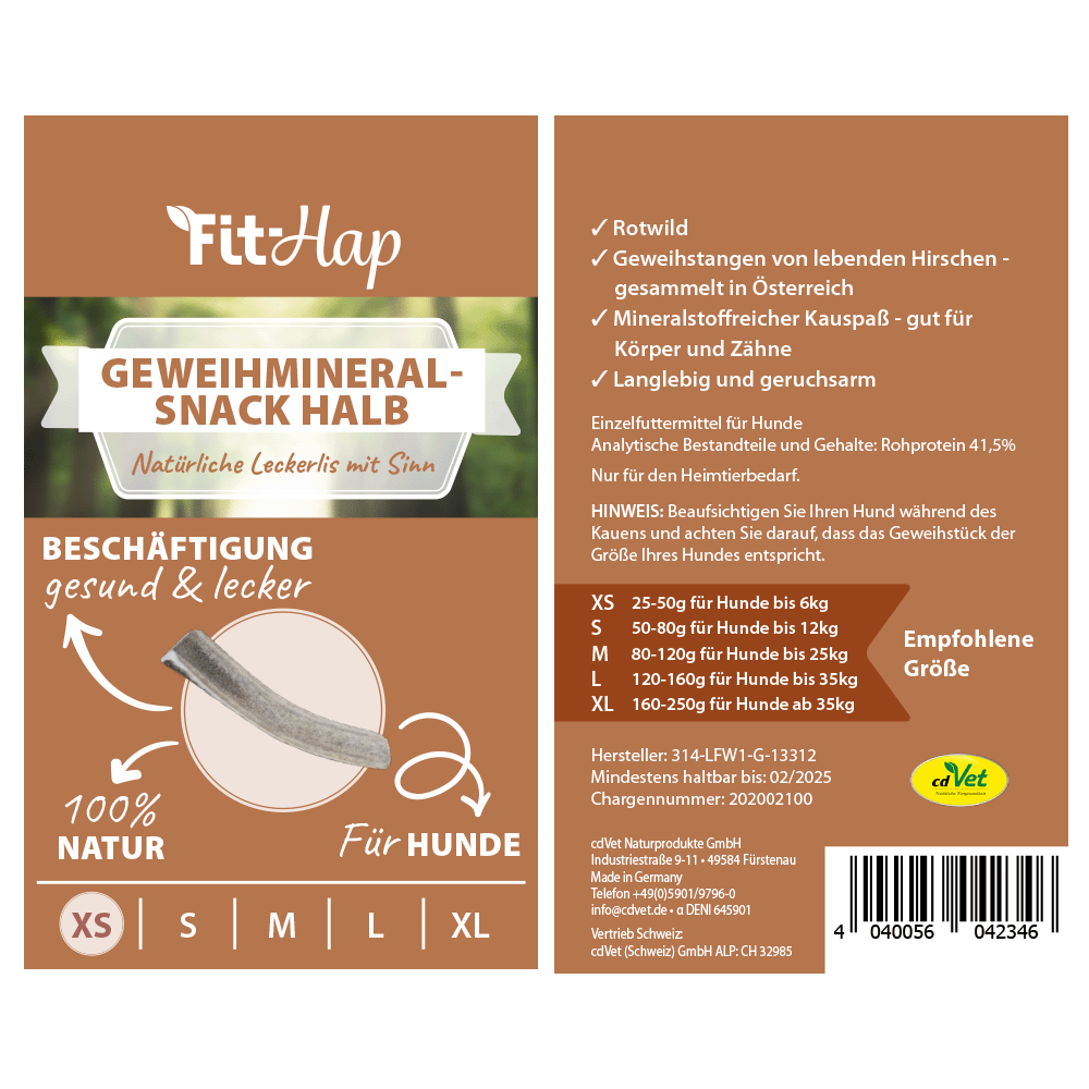 Fit-Hap Geweihmineral-Snack halb XS (25-50 g) Sorbe
