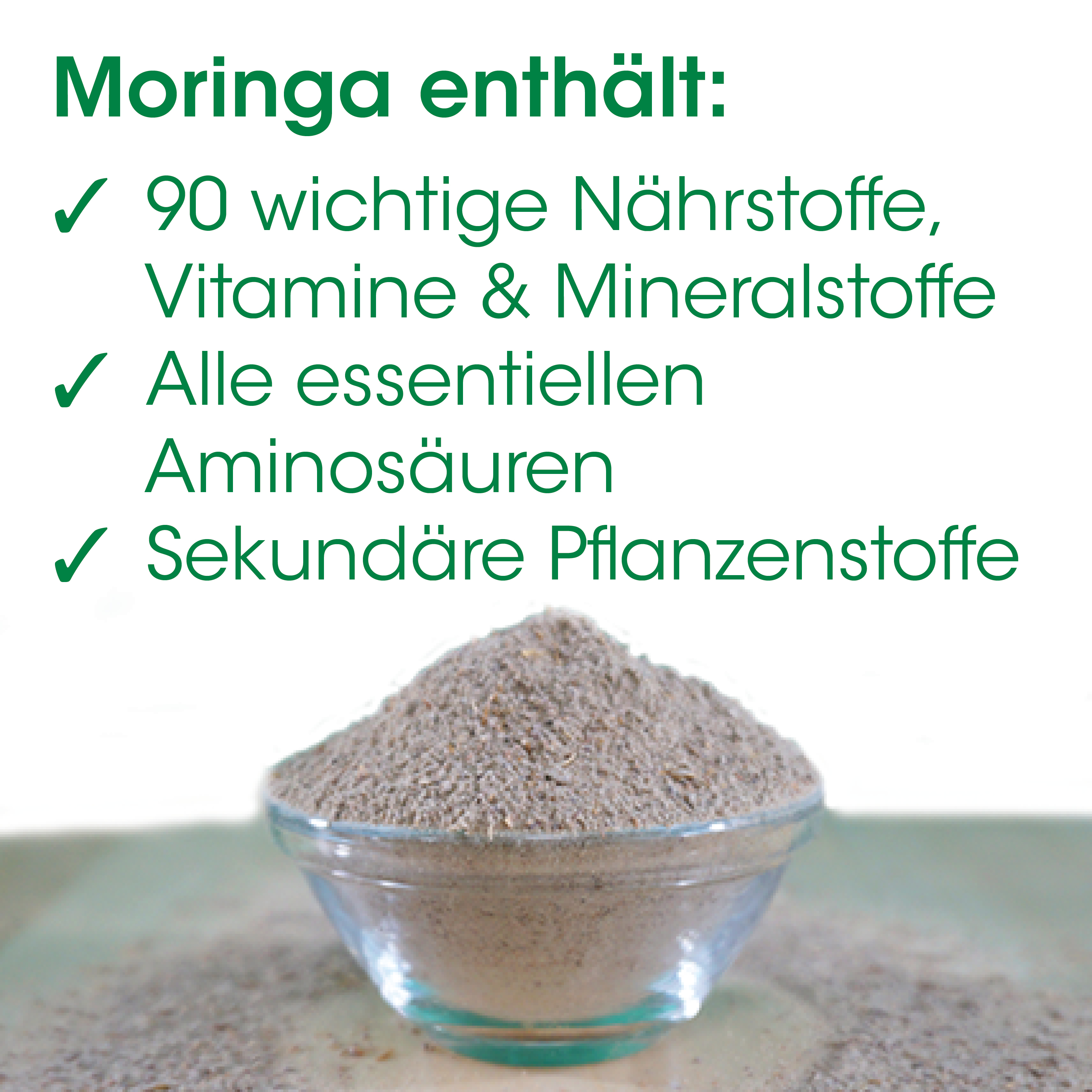 Moringa, Nährstoffe, Pulver, Powder, Grün