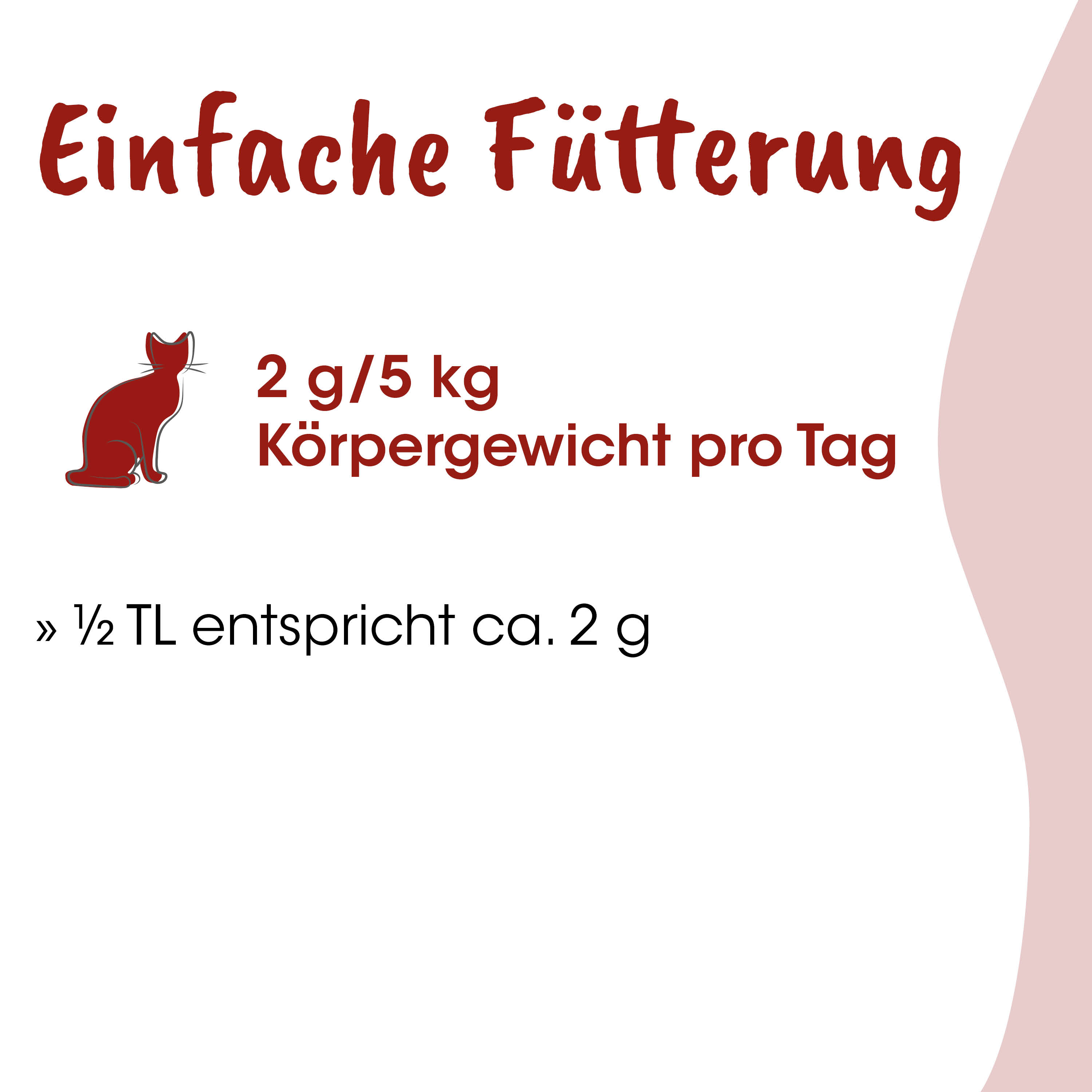 Katzenfutter, Katzentrocken, 2 g/5 kg, Katzenfutter Portionen, Futter pro Tag